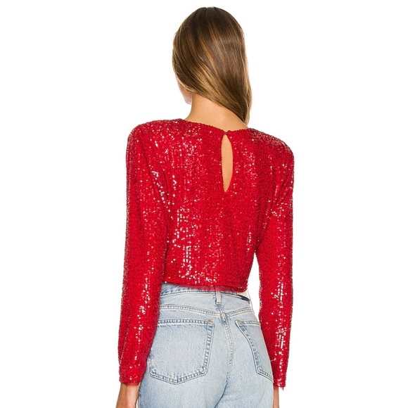 NONchalant Vivi Angle Sequin Top in Red small - Picture 4 of 9